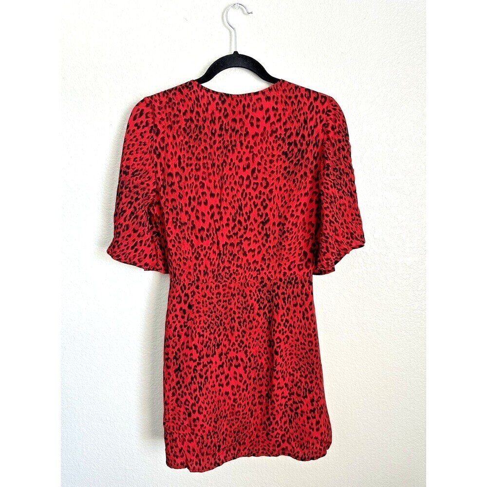 Sanctuary Dress Women's Size Small Red Midi Leopard Print Girl on Fire Faux Wrap - Picture 2 of 6